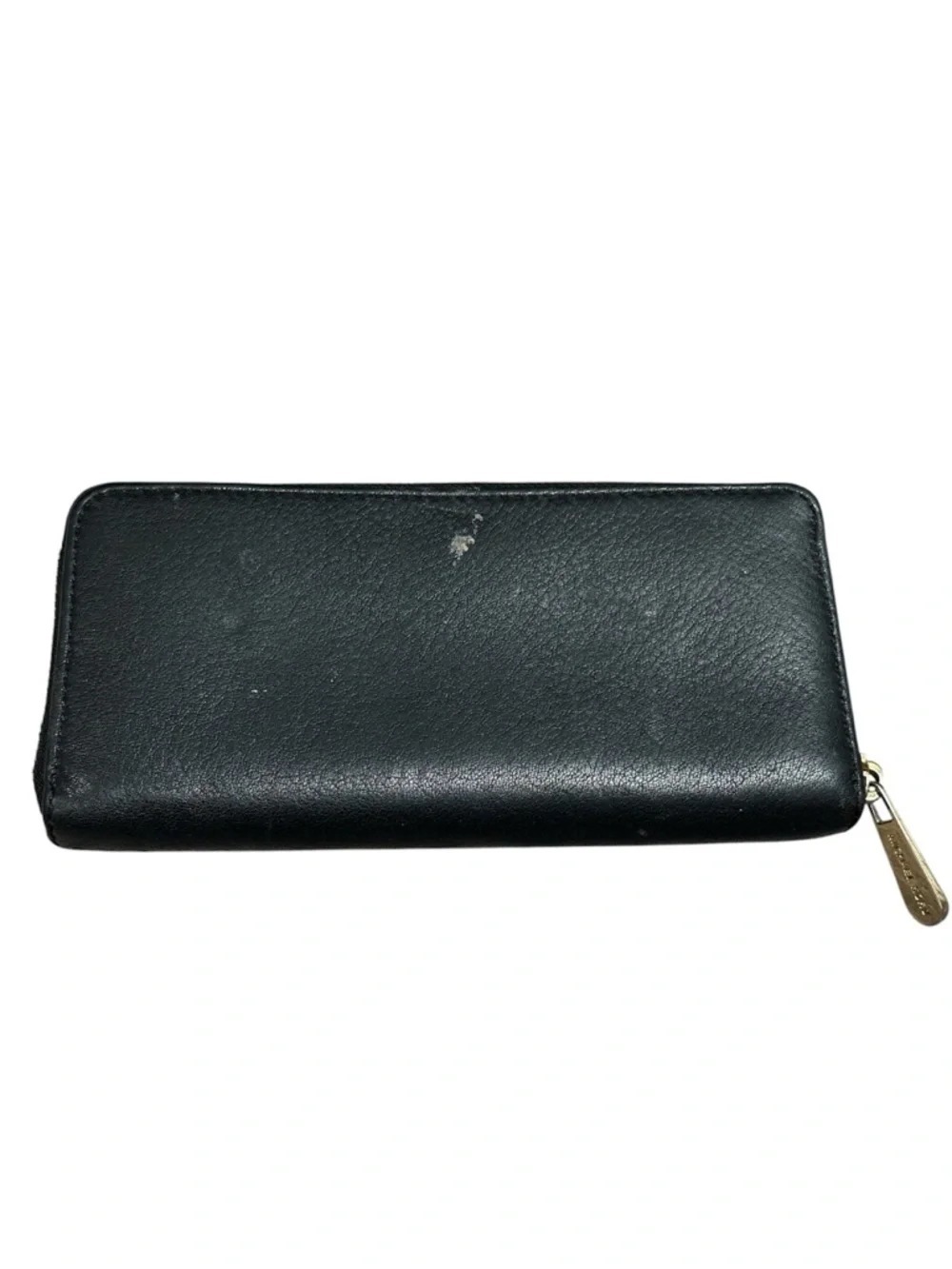 Michael Kors Black Leather Zip Wallet with Gold Hardware